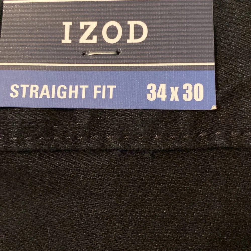 Izod SZ 34 x 30 Black Slim Straight Fit Denim Jeans New D23 - Picture 13 of 14